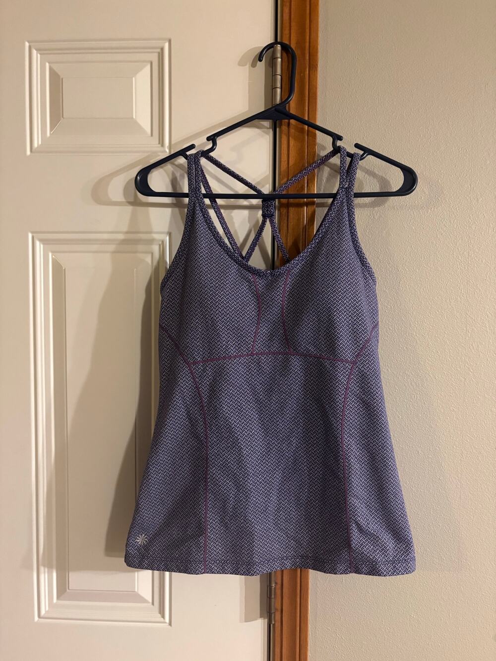 Athleta M Empowerment Bra Tank Top In Purple Herringbone